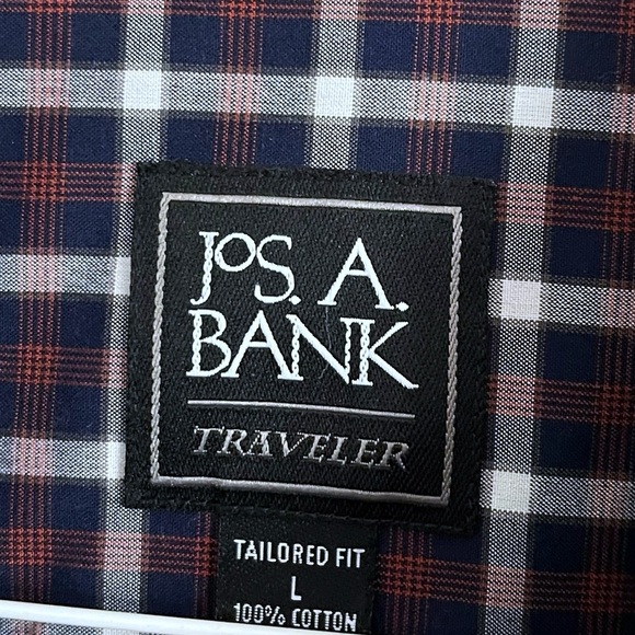 Jos. A. Bank • Men's Orange and Navy Blue Plaid Button Down Shirt - Picture 3 of 3